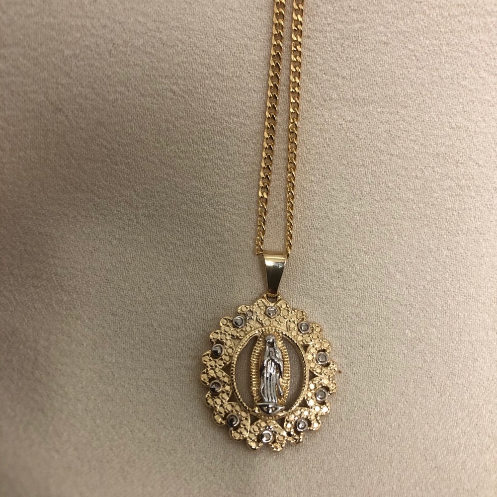 18k Gold Filled Virgin Mary/Cadena de la virgen Guadalupe - Picture 4 of 6